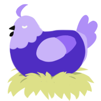 A indigo and lilac chicken with a head pattern