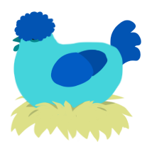 A aqua and ultramarine chicken