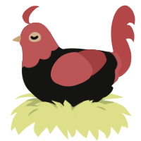 Canned Tomato, a black and red chicken with a head pattern
