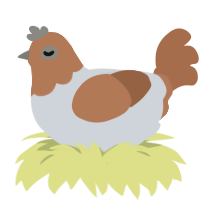 A mist and brown chicken with a head pattern