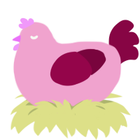A pink and maroon chicken