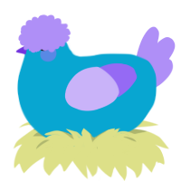 A cerulean and lilac chicken
