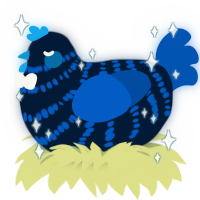 A tumblr and ultramarine chicken with a bar pattern