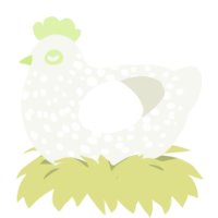 A white chicken with a speckle pattern