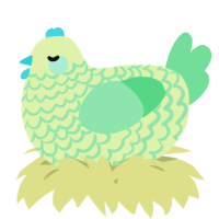 A apple and spring chicken with a lace pattern