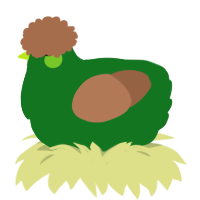 A leaf and brown chicken