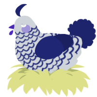 A mist and navy chicken with a lace pattern