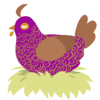 A plum and brown chicken with a double-lace pattern