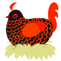 A black and vermilion chicken with a lace pattern