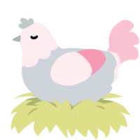 A mist and rose chicken with a head pattern