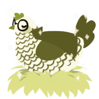 A white and olive chicken with a lace pattern