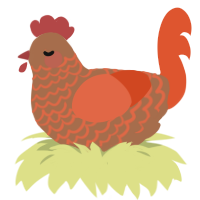 A brown and vermilion chicken with a lace pattern