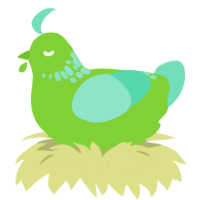 A grass and mint chicken with a neck-speckle pattern