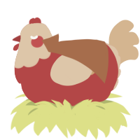A red and beige chicken with a head pattern