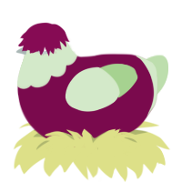 A wine and gluppy chicken with a head pattern