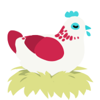 Saint Alectryon, a white and crimson chicken with a neck-speckle pattern