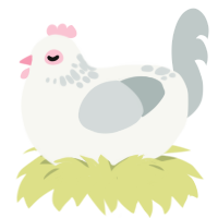 A white and silver chicken with a neck-speckle pattern