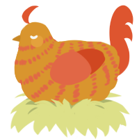 A orange and vermilion chicken with a bar pattern