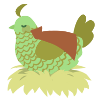 A mint and chartreuse chicken with a lace pattern