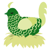 Viridian, a leaf and lemon chicken with a lace pattern