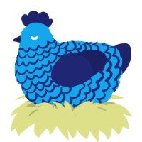 A sky and navy chicken with a lace pattern