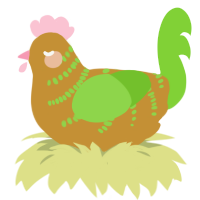 A gold and grass chicken with a half-bar pattern