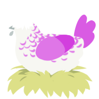 A white and orchid chicken with a half-lace pattern