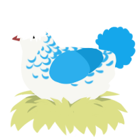A white and sky chicken with a half-lace pattern