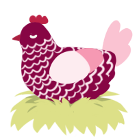 A maroon and rose chicken with a lace pattern
