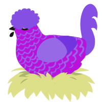A amethyst and blurple chicken with a lace pattern