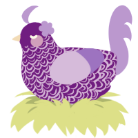 A violet and lilac chicken with a double-lace pattern