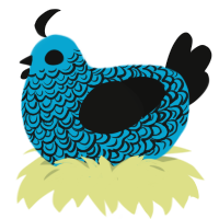 A cerulean and black chicken with a double-lace pattern