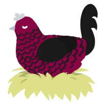 A maroon and sable chicken with a lace pattern