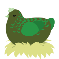 A olive and viridian chicken with a half-lace pattern