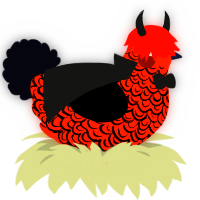 A cerulean and white chicken with a double-lace pattern