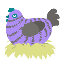 A lilac and grey chicken with a bar pattern