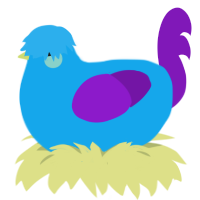 A sky and violet chicken