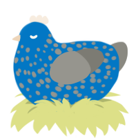 moldy blueberry, a sapphire and ash chicken with a speckle pattern