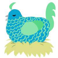 A cerulean and spring chicken with a lace pattern
