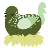 A olive and gluppy chicken with a half-lace pattern