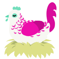(unnamed), a white and fuchsia chicken with a half-lace pattern