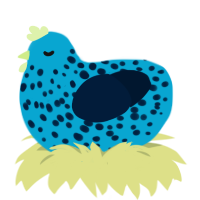 A cerulean and tumblr chicken with a speckle pattern
