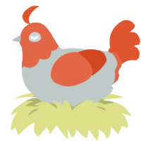 A silver and vermilion chicken with a head pattern