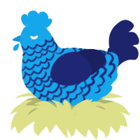 A sky and navy chicken with a lace pattern