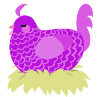A amethyst and orchid chicken with a lace pattern