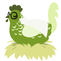 A chartreuse and apple chicken with a half-lace pattern
