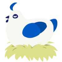 A white and ultramarine chicken