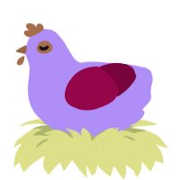 A lilac and maroon chicken