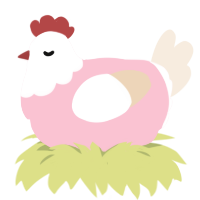 A rose and cream chicken with a head pattern