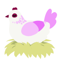 Spotti, a white and lavender chicken with a neck-speckle pattern